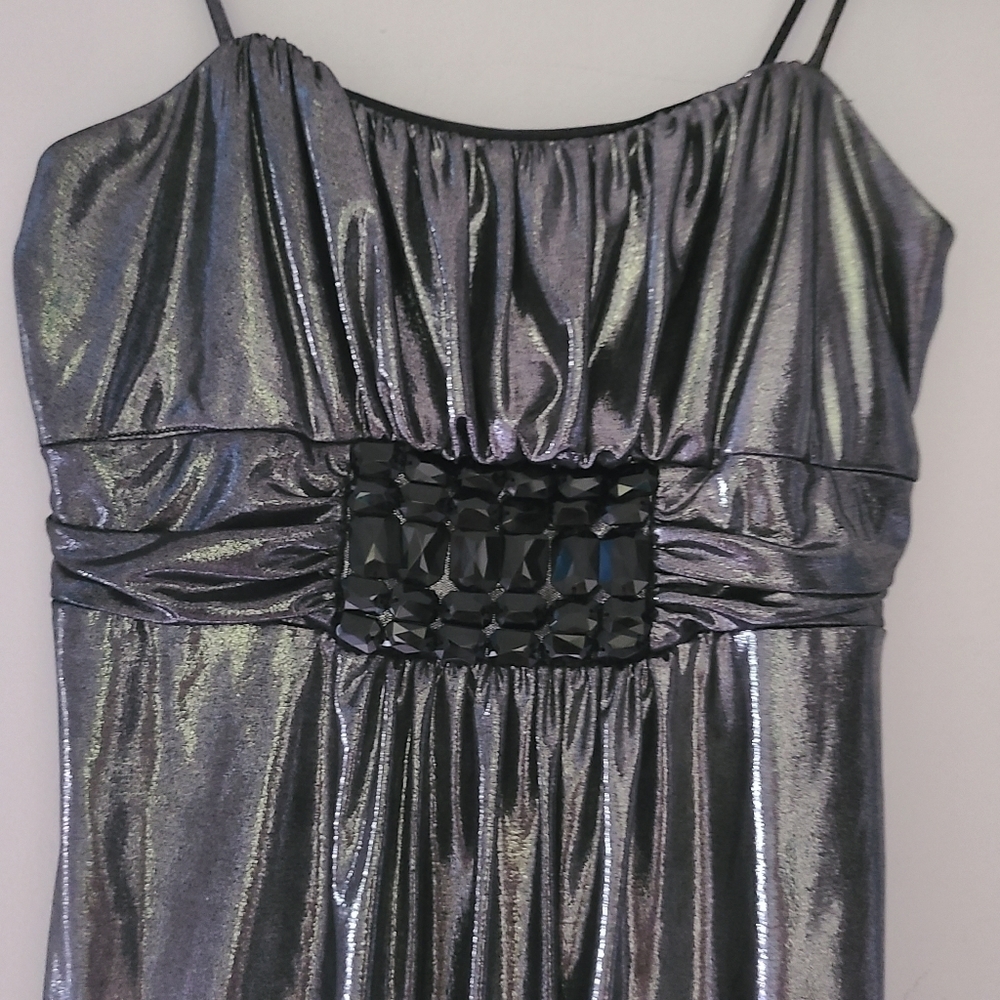 JESSICA MCCLINTOCK Spaghetti Strsps Mini metalic dress - Picture 3 of 11